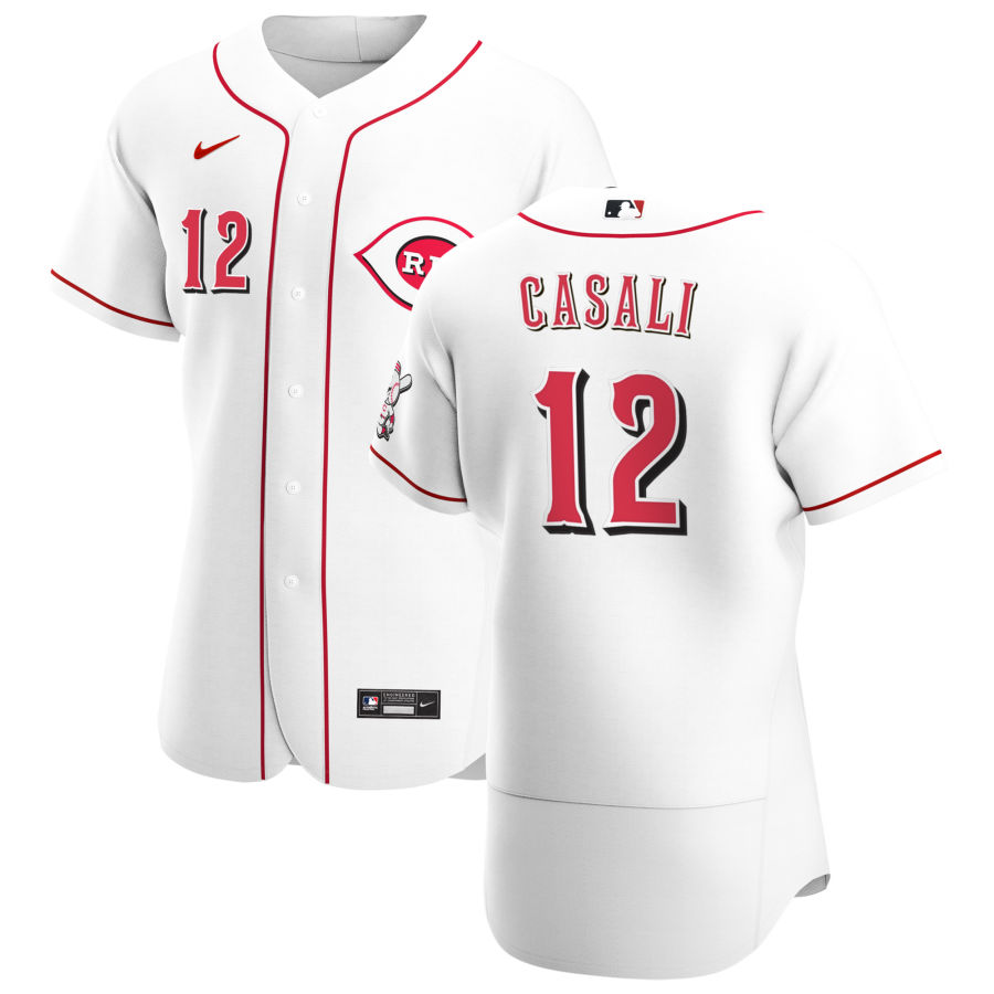 Cincinnati Reds #12 Curt Casali Men Nike White Home 2020 Authentic Player MLB Jersey